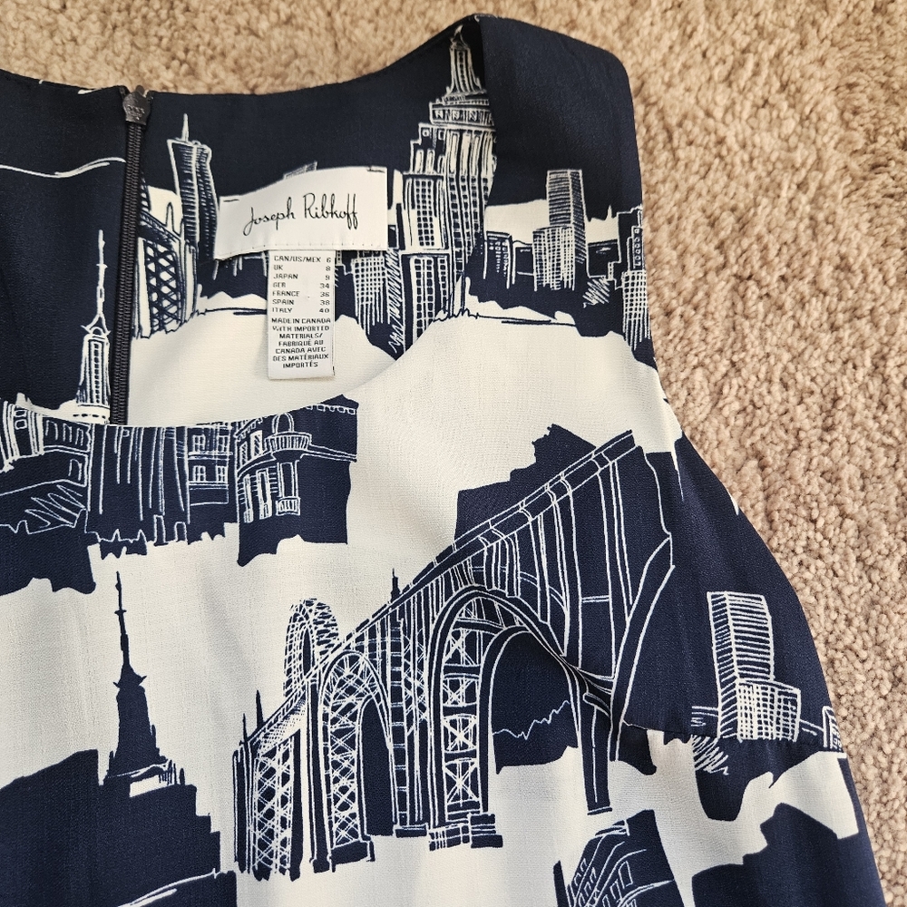 Joseph Ribkoff Cityscape Sleeveless Shift Dress Vanilla/midnight Blue Womens 6